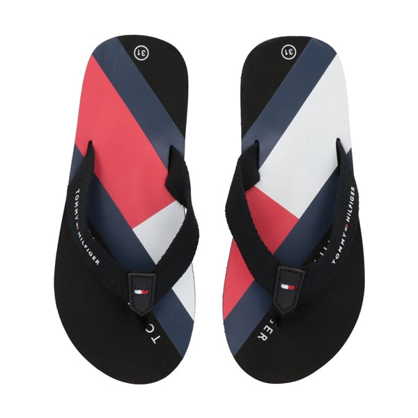 Tommy Hilfiger Flag Print Flip Flop Black For Cheap