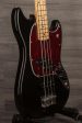 USED - Fender Mustang PJ Bass Guitar - Black (Incl. hard case) Online now