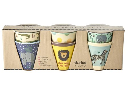 RICE Jungle Print Melamine Childrens Cup 6-pack Discount