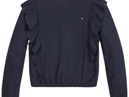 Tommy Hilfiger Textured Ruffle Sweater Desert Sky Online Sale