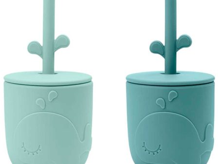 Done by Deer Peekaboo Straw Cup 2-pack Wally Blue Cheap