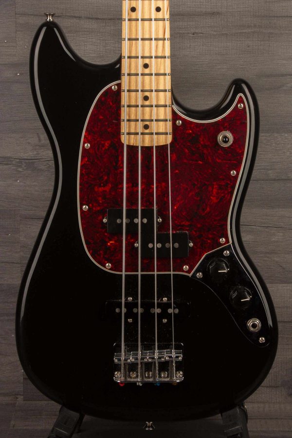 USED - Fender Mustang PJ Bass Guitar - Black (Incl. hard case) Online now