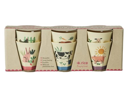 RICE Farm Totable Small Melamine Childrens Cup 6-pack Supply