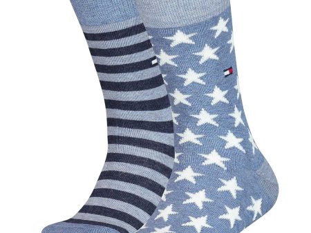 Tommy Hilfiger Boy 2-pack Socks Stars Jeans Striped For Discount