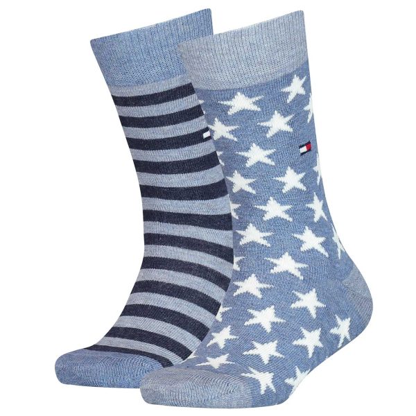 Tommy Hilfiger Boy 2-pack Socks Stars Jeans Striped For Discount