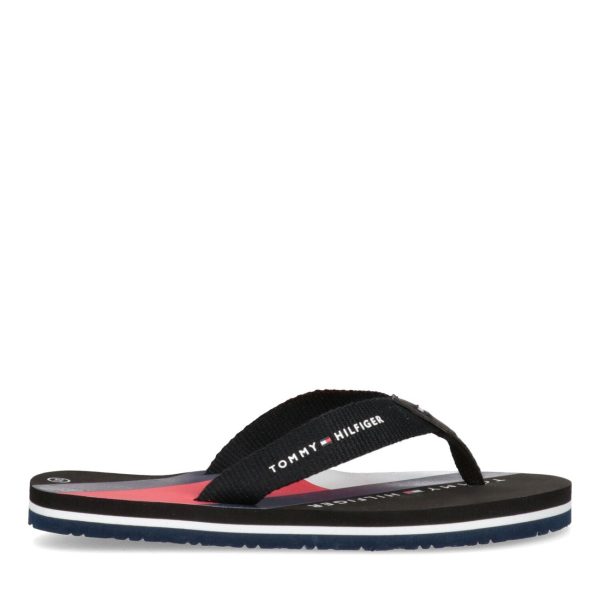 Tommy Hilfiger Flag Print Flip Flop Black For Cheap