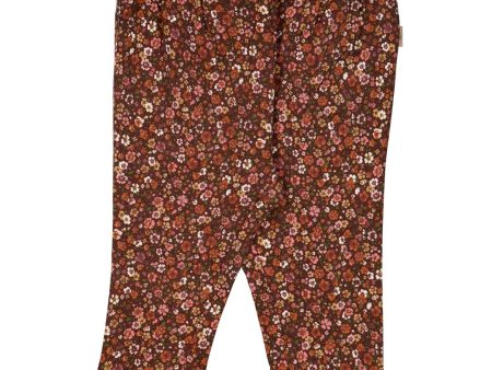 Wheat Maroon Flowers Bille Trousers For Sale