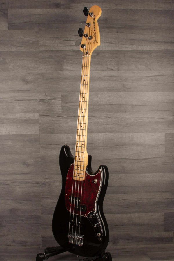 USED - Fender Mustang PJ Bass Guitar - Black (Incl. hard case) Online now