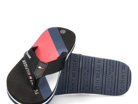 Tommy Hilfiger Flag Print Flip Flop Black For Cheap