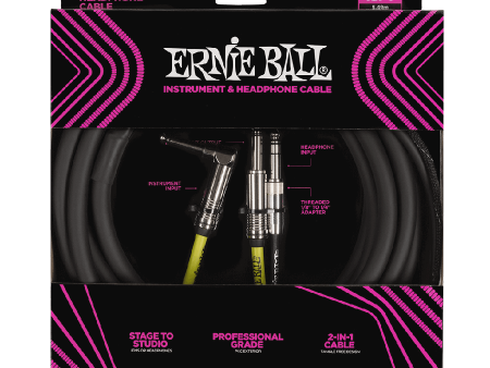 Ernie Ball Instrument & Headphone cable 18ft Discount